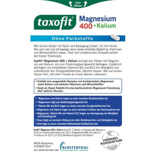 TAXOFIT Magnesium 400+Potassium Depot Tablets