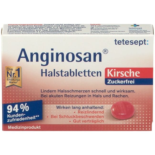 TETESEPT Anginosan throat lozenges sugar-free cherry - UKDorf 