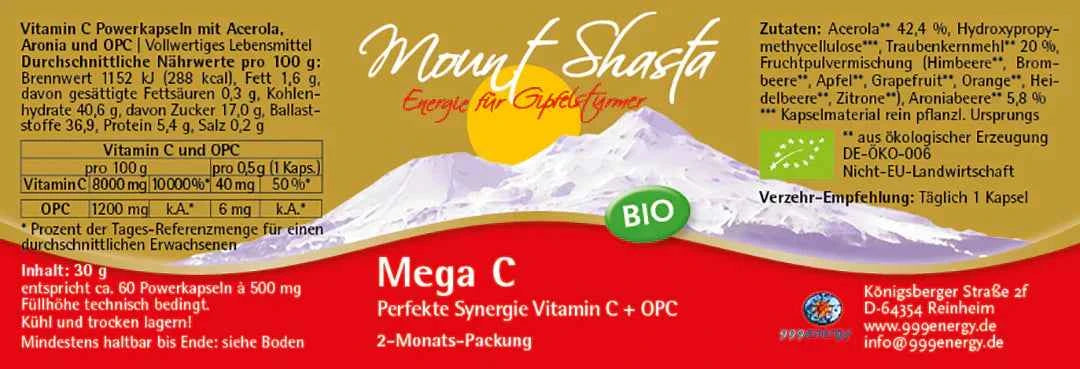 VITAMIN C POWER CAPSULES Mount Shasta Mega C