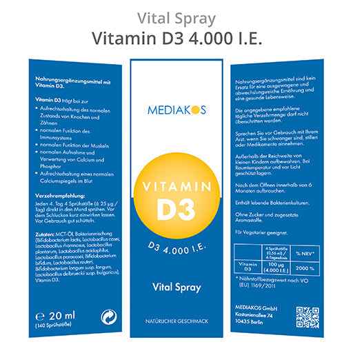 VITAMIN D3 4000 IU Mediakos Vital Spray