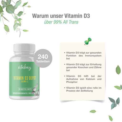 VITAMIN D3 DEPOT 10,000 IU Cholecalcif.vegan Tabl. 240 pieces