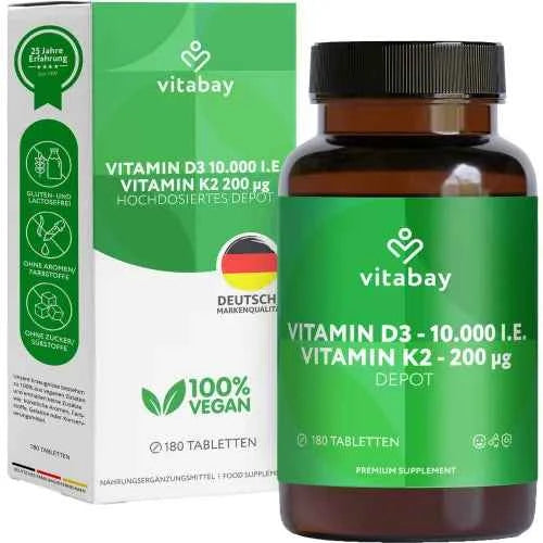 VITAMIN D3 DEPOT 10,000 IU + vitamin K2 200 μg tab 180 pcs