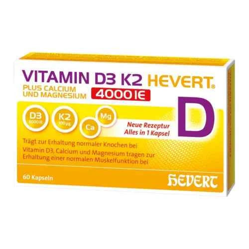 VITAMIN D3 K2 Hevert+Calcium and Magnesium 4000 IU Kps. 60 pieces