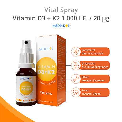 VITAMIN D3+K2 1000 IU 20 µg Mediakos Vital Spray