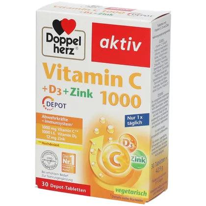 Vitamin C 1000+D3+Zinc Depot Tablets - UKDorf 