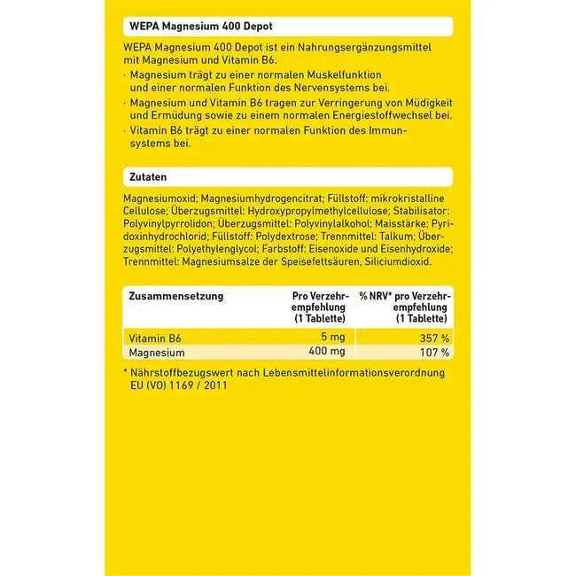 WEPA Magnesium 400 DEPOT+B6 tablets
