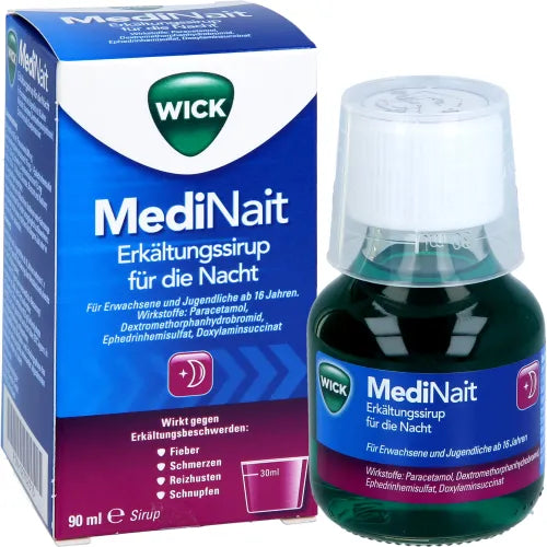 WICK MediNait cold syrup 90 headache, limb or sore throat
