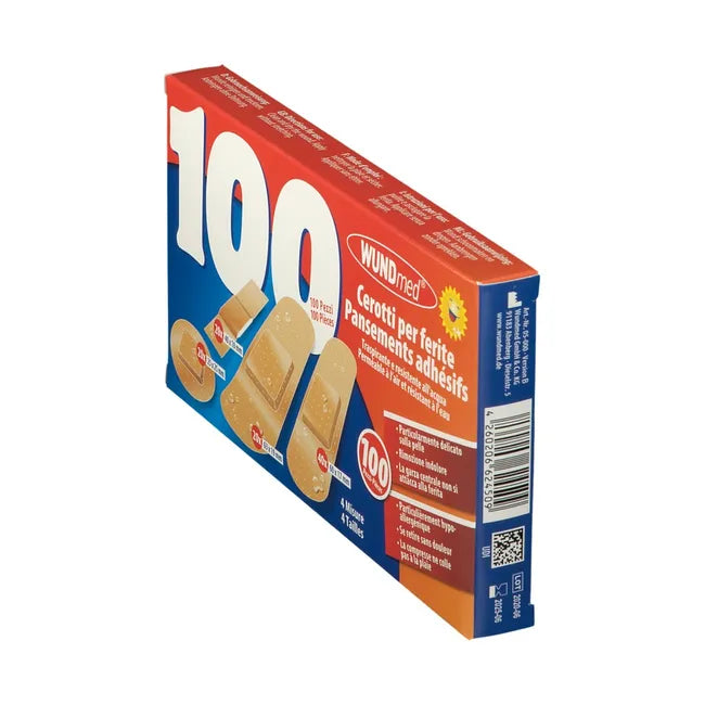 Wound plasters, breathable and waterproof, 4 sizes, 100 pieces