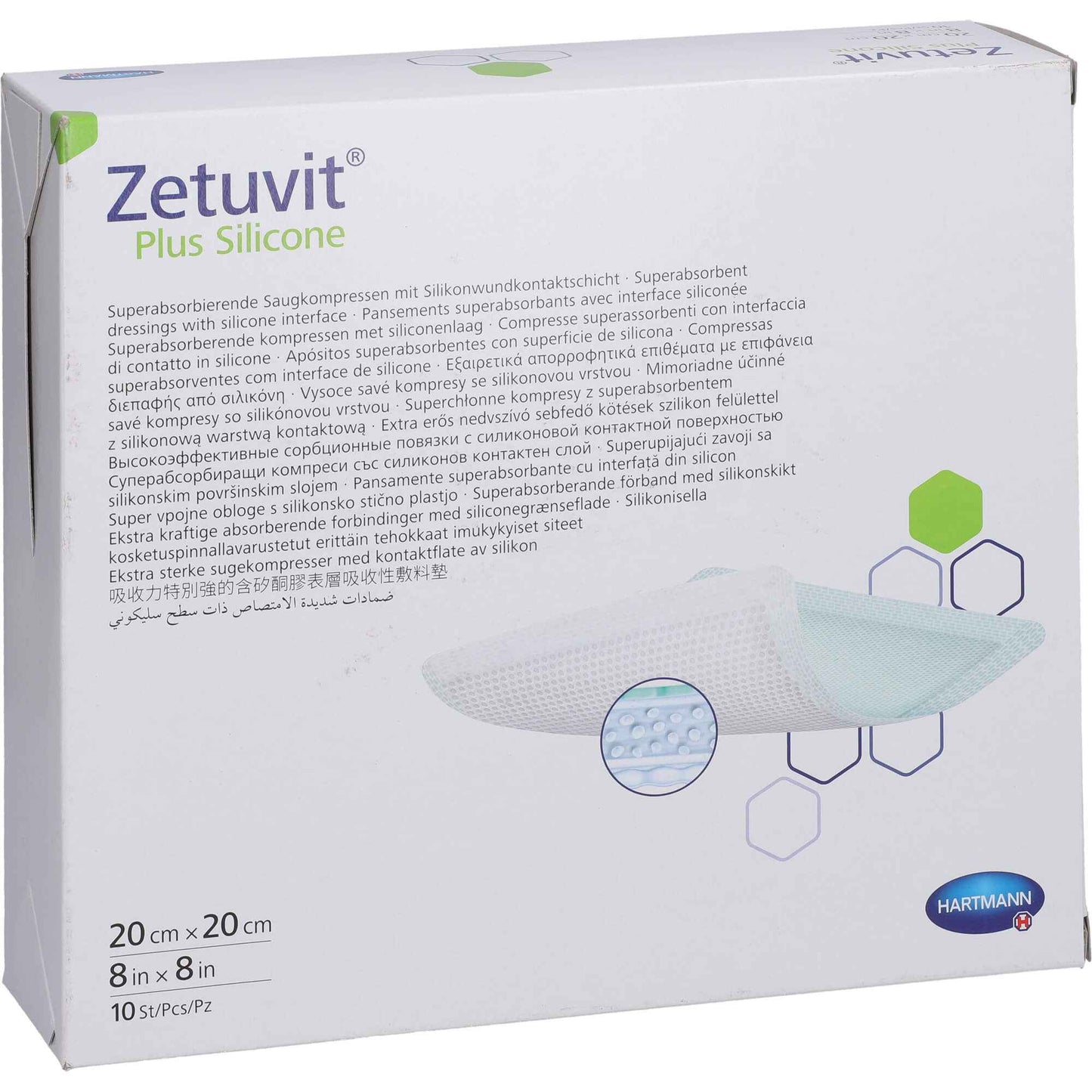 ZETUVIT Plus Silicone sterile 20x20 cm