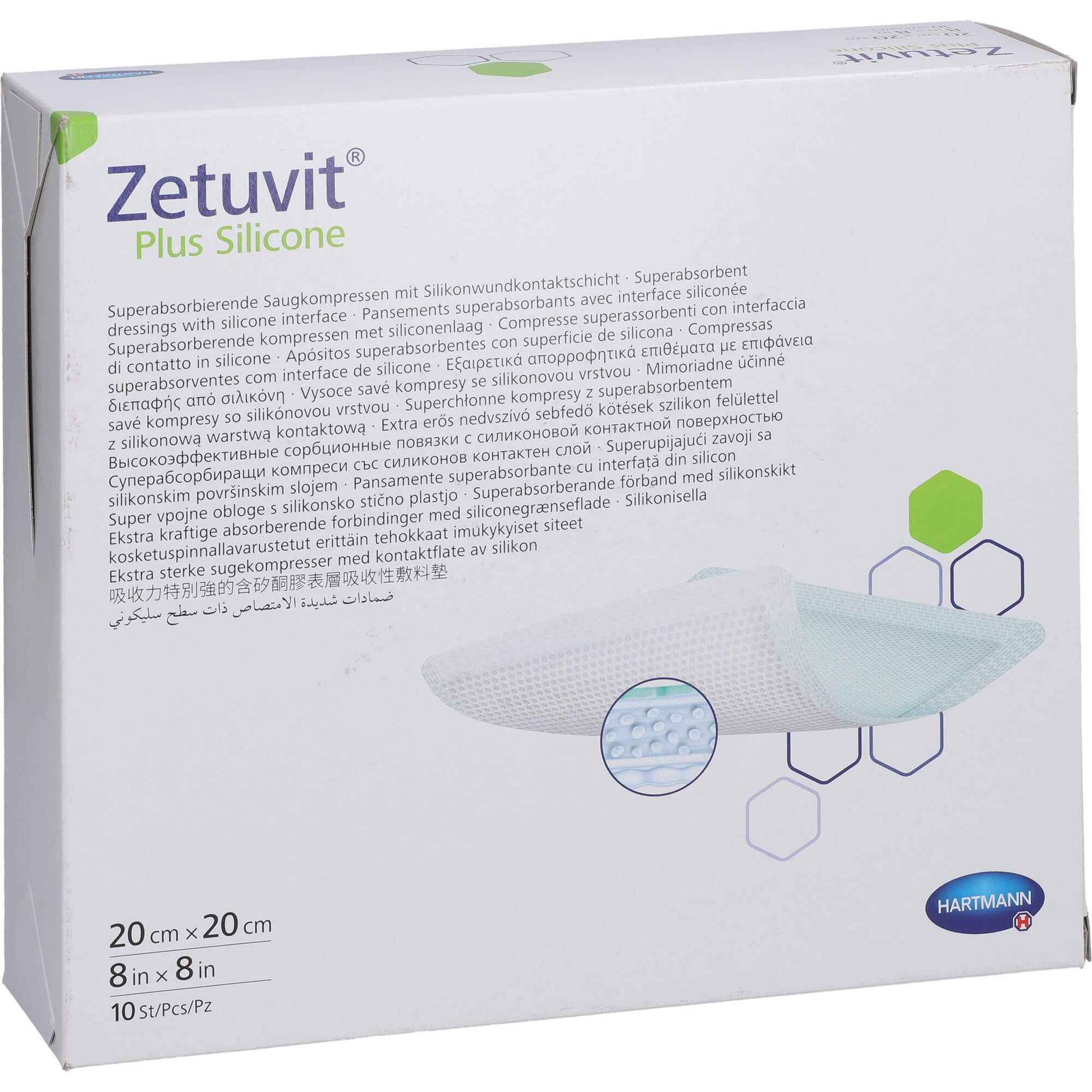 ZETUVIT Plus Silicone sterile 20x20 cm