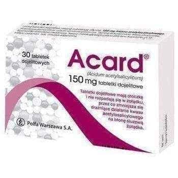 ACARD 150mg x 60 tablets reduces blood clotting, indicated in ischemic heart disease UK