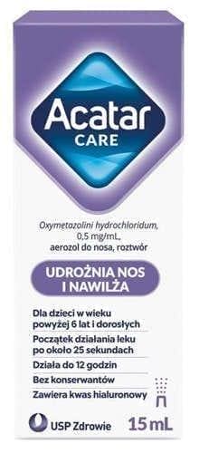 Acatar Care nasal spray 15ml, oxymetazoline hydrochloride, nasal mucosa - UKDorf 