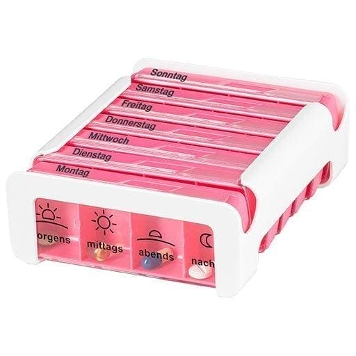 ANABOX weekly pill organiser, Compact 7 days, pink, white UK