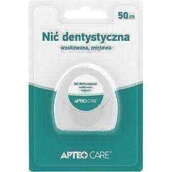 APTEO CARE Dental floss waxed mint 50m UK