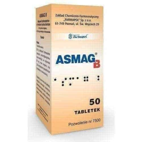 ASMAG B x 50 tablets, magnesium deficiency, pyridoxine vitamin b6 - ASMAG B UK