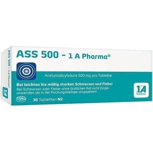 ASS 500-1A pharmaceutical, acetylsalicylic acid tablets UK