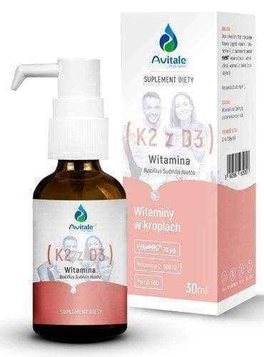 Avitale Vitamin K2 with D3 20μg / 500IU drops 30ml UK