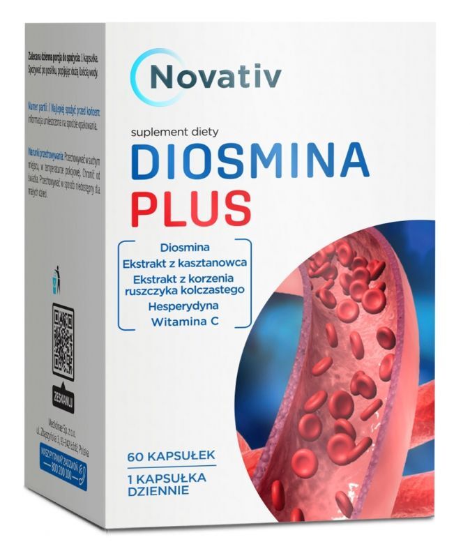 blood vessels, particularly leg veins Novativ Diosmina Plus 60 capsules