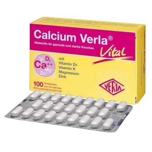 Calcium carbonate, vitamin D, K, magnesium, zinc, CALCIUM VERLA Vital film tablets - UKDorf 
