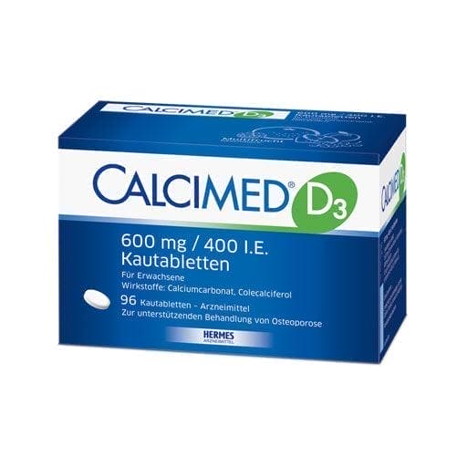 Calcium carbonate, vitamin D3, CALCIMED D3 600 mg, 400 IU chewable tablets - UKDorf 