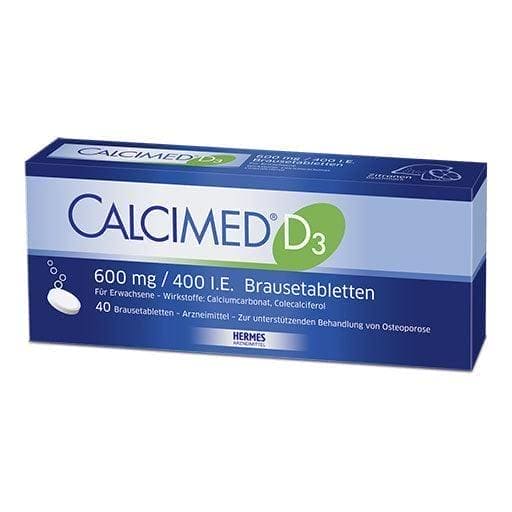 Calcium carbonate, vitamin D3, CALCIMED D3 600 mg, 400 IU effervescent tablets - UKDorf 