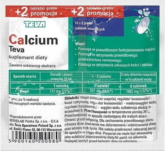 Calcium Pliva 12 effervescent tablets + 2 free - UKDorf 