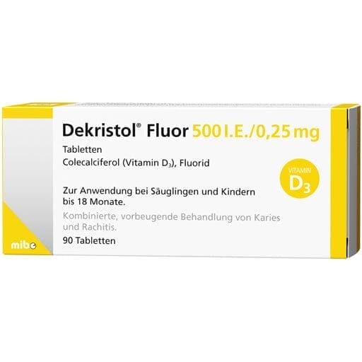 Colecalciferol (vitamin D3) and fluoride, DEKRISTOL Fluor 500 IU tablets - UKDorf 