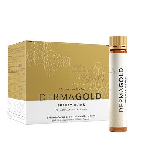 Collagen Vitamin H, A, zinc, selenium, DERMA GOLD Beauty Drink drinking ampoules - UKDorf 