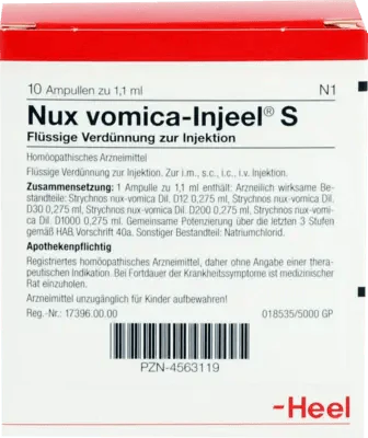 Constipation remedies, haemorrhoids, NUX VOMICA INJEEL S ampoules - UKDorf 