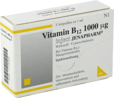 Cyanocobalamin, VITAMIN B12 1,000 µg Inject Jenapharm ampoules - UKDorf 