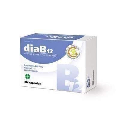 DIAB12 x 30 capsules with folic acid and vitamin B12 prevents anemia and reduces homocysteine levels UK