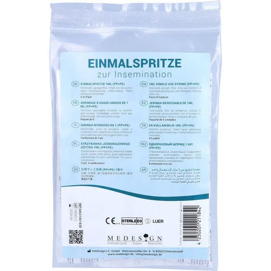 DISPOSABLE SYRINGE 1 ml for insemination 5 pcs - UKDorf 