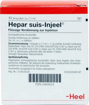 Eczema, neurodermatitis, psoriasis, erythematosus, porphyria, HEPAR SUIS Injeel ampoules - UKDorf 