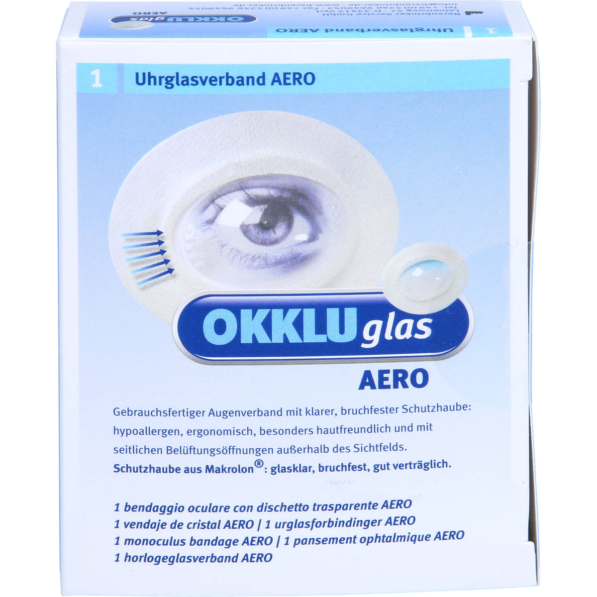 Eye protection, OKKLUglas AERO watch glass bandage