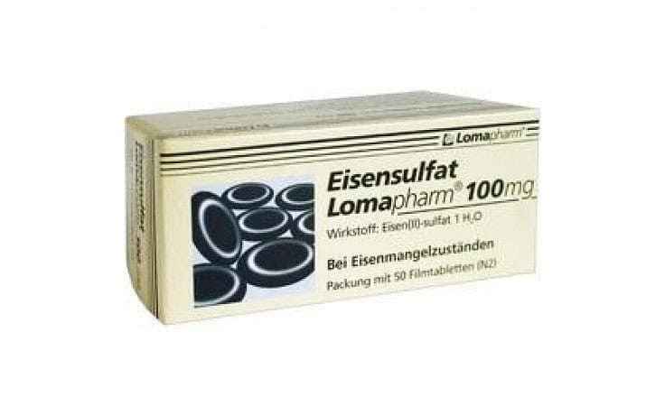 Ferrous sulphate tablets 100mg, treating iron deficiency