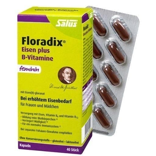 FLORADIX iron plus B vitamins, iron deficiency, anemia, capsules - UKDorf 