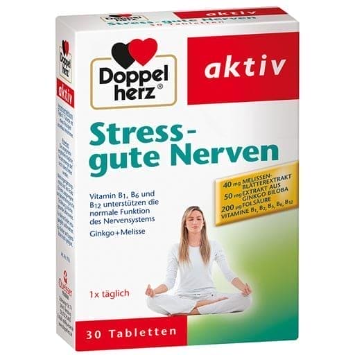ginkgo, folic acid, lemon balm, vitamins B1, B2, B5, B6, B12, stress good nerve tablets - UKDorf 