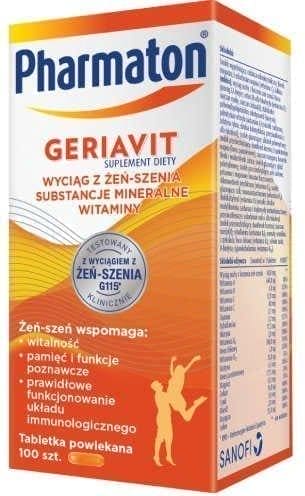 Ginseng, iron, copper, selenium, zinc, Pharmaton Geriavit - UKDorf 