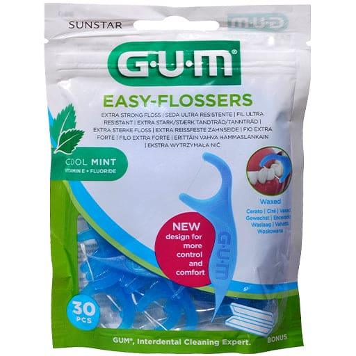 GUM Easy-Flossers waxed dental floss sticks + travel case - UKDorf 