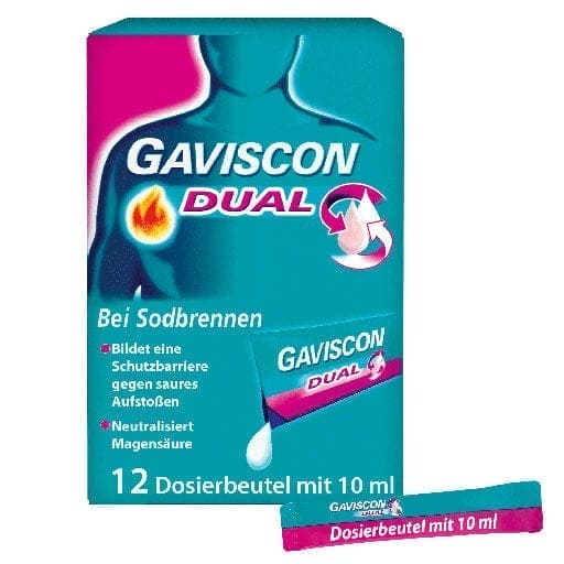 Heartburn, stomach pain, GAVISCON Dual suspenses in a sachet - UKDorf 