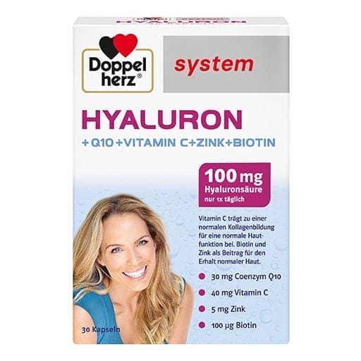 Hyaluronic acid system capsules, + Q10 + vitamin C + zinc + biotin - UKDorf 