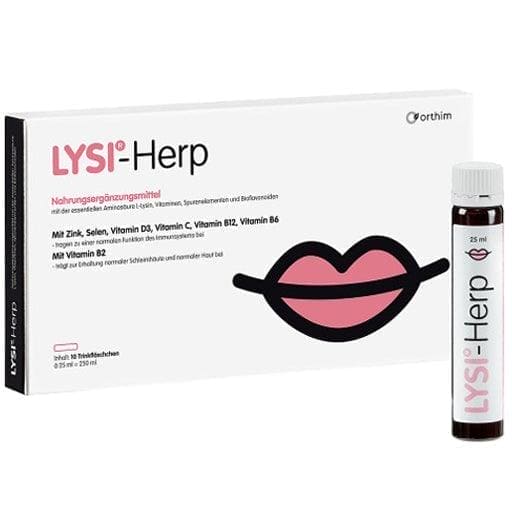 L-lysine, zinc, selenium, vitamin D3, C, B2, B6, B12, LYSI-HERP drinking ampoules - UKDorf 