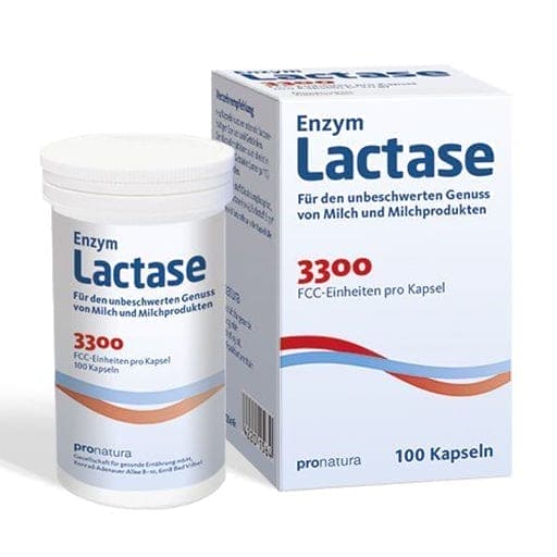Lactose intolerance, LACTASE 3,300 FCC 200 mg capsules - UKDorf 