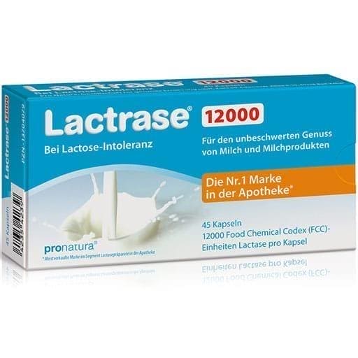 Lactose intolerance, LACTRASE 12,000 FCC Capsules - UKDorf 