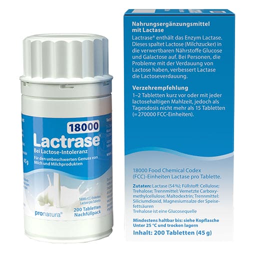 LACTRASE (lactase) 18,000 FCC tablets divisible refill - UKDorf 