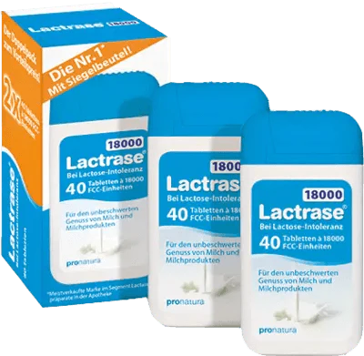 LACTRASE, lactose intolerance, 18,000 FCC tablets in dispenser double pack - UKDorf 