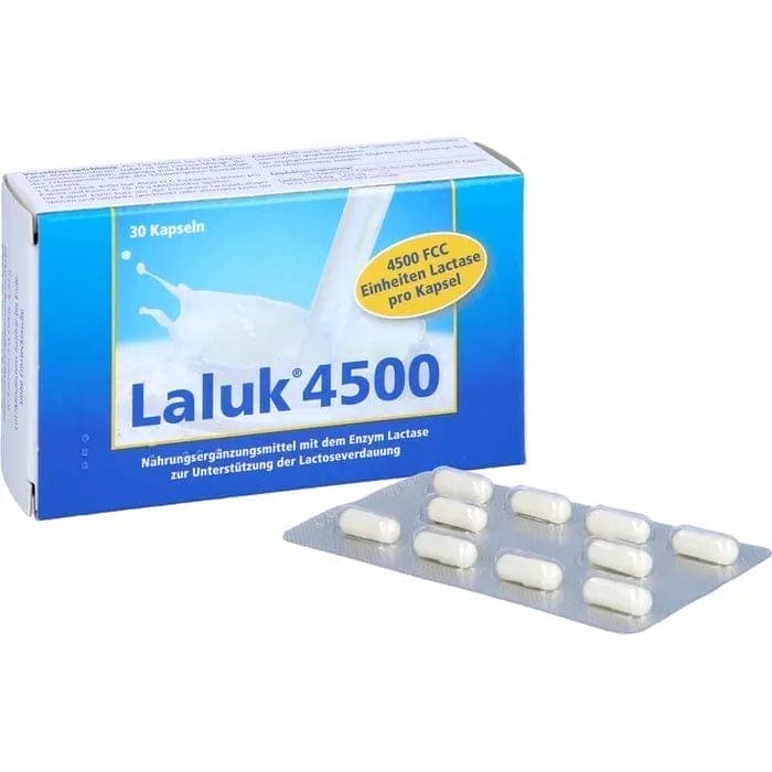 LALUK 4500 capsules, enzyme lactase to support lactose digestion - UKDorf 