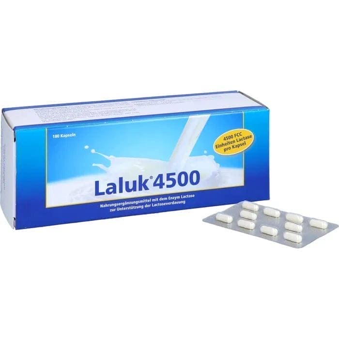 LALUK 4500 capsules, enzyme lactase to support lactose digestion - UKDorf 