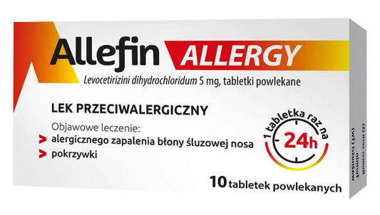 Levocetirizine, antiallergic, Allefin Allergy 5 mg 10 film-coated tablets - UKDorf 