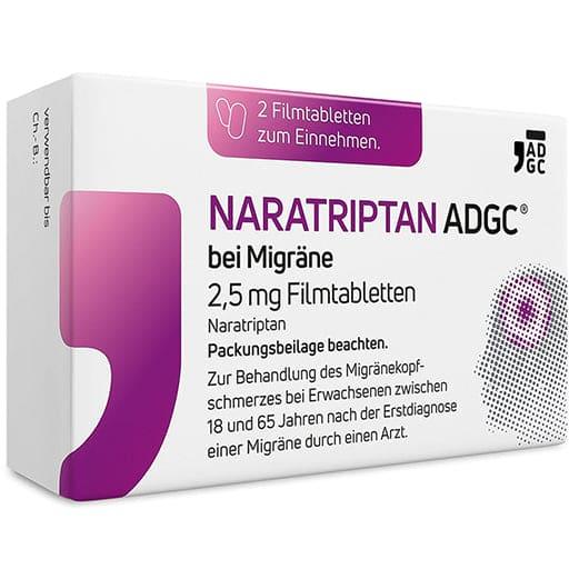 Migraine treatment, NARATRIPTAN ADGC for migraines 2.5 mg film-coated tablets - UKDorf 